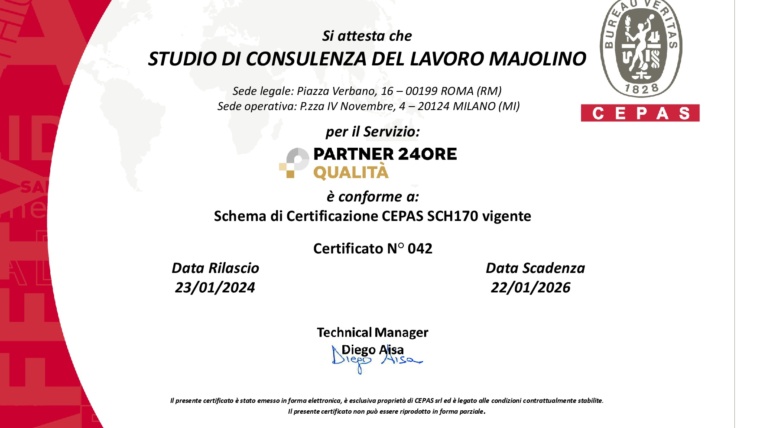 Lo Studio Majolino certifica la sua qualità